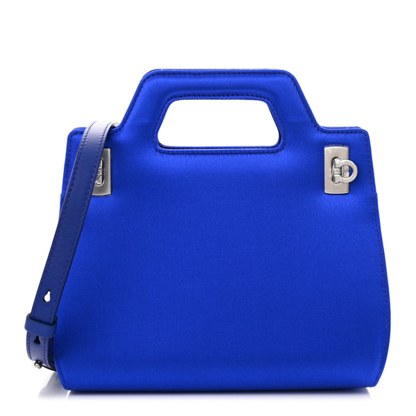 Salvatore Ferragamo Satin Mini Wanda Top Handle Bag Blue Elettrico