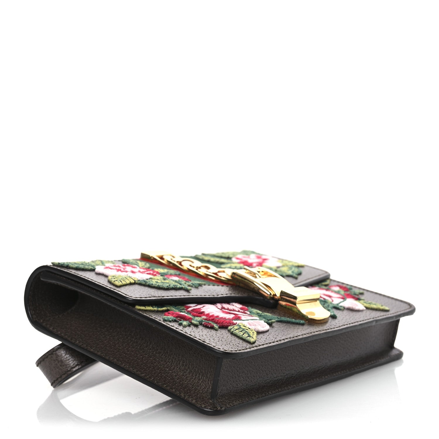 Gucci Calfskin Embroidered Sylvie Belt Bag 75 30 Brown 4 of 10