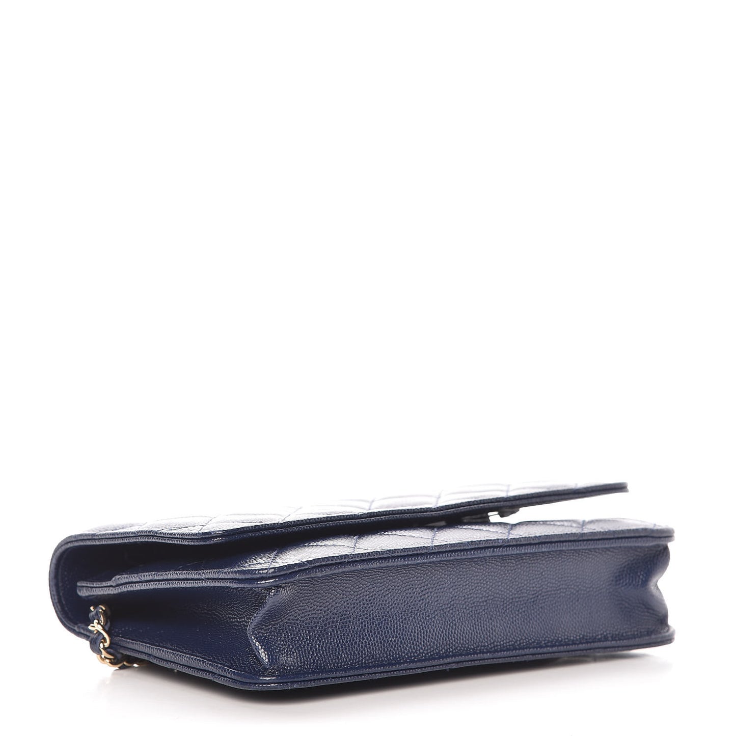 Caviar Quilted Wallet On Chain WOC Navy Blue