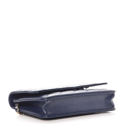 Chanel Caviar Quilted Wallet On Chain WOC Navy Blue 4 of 9
