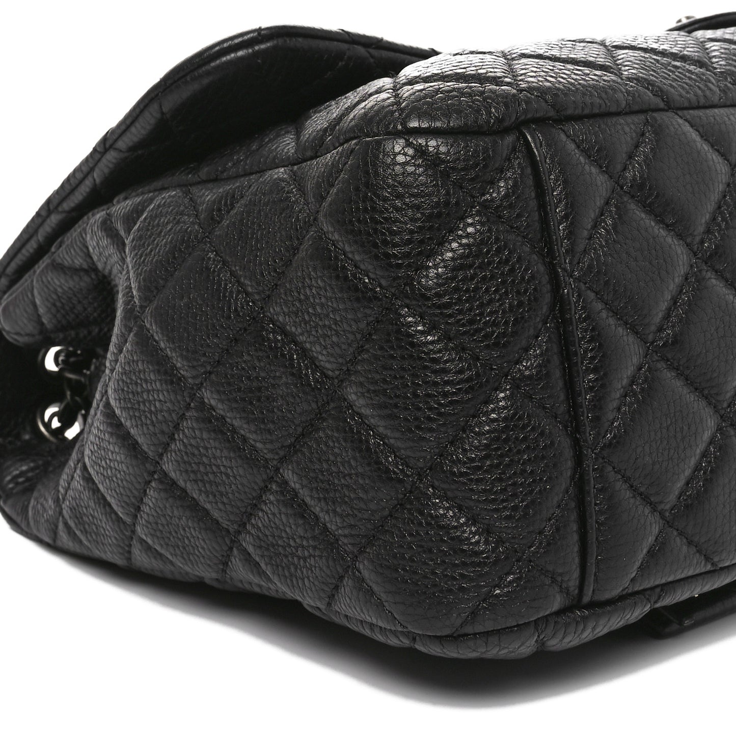 Grained Calfskin Quilted Small XXL Travel Flap Bag Black