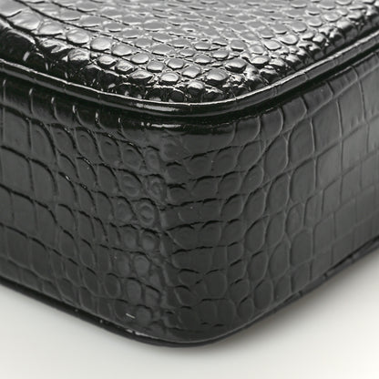 Saint Laurent Patent Calfskin Crocodile Embossed Monogram Lou Camera Bag Black 10 of 10