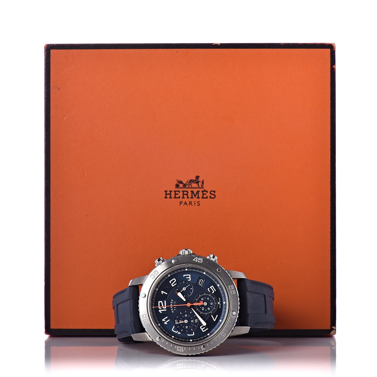 Stainless Steel Rubber 41mm Clipper Chronograph Quartz Watch Blue