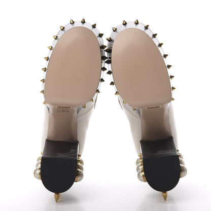 Gucci Malaga Kid Pearl Studded Spiked Vegas Platform Loafer 38.5 Mystic White 6 of 12