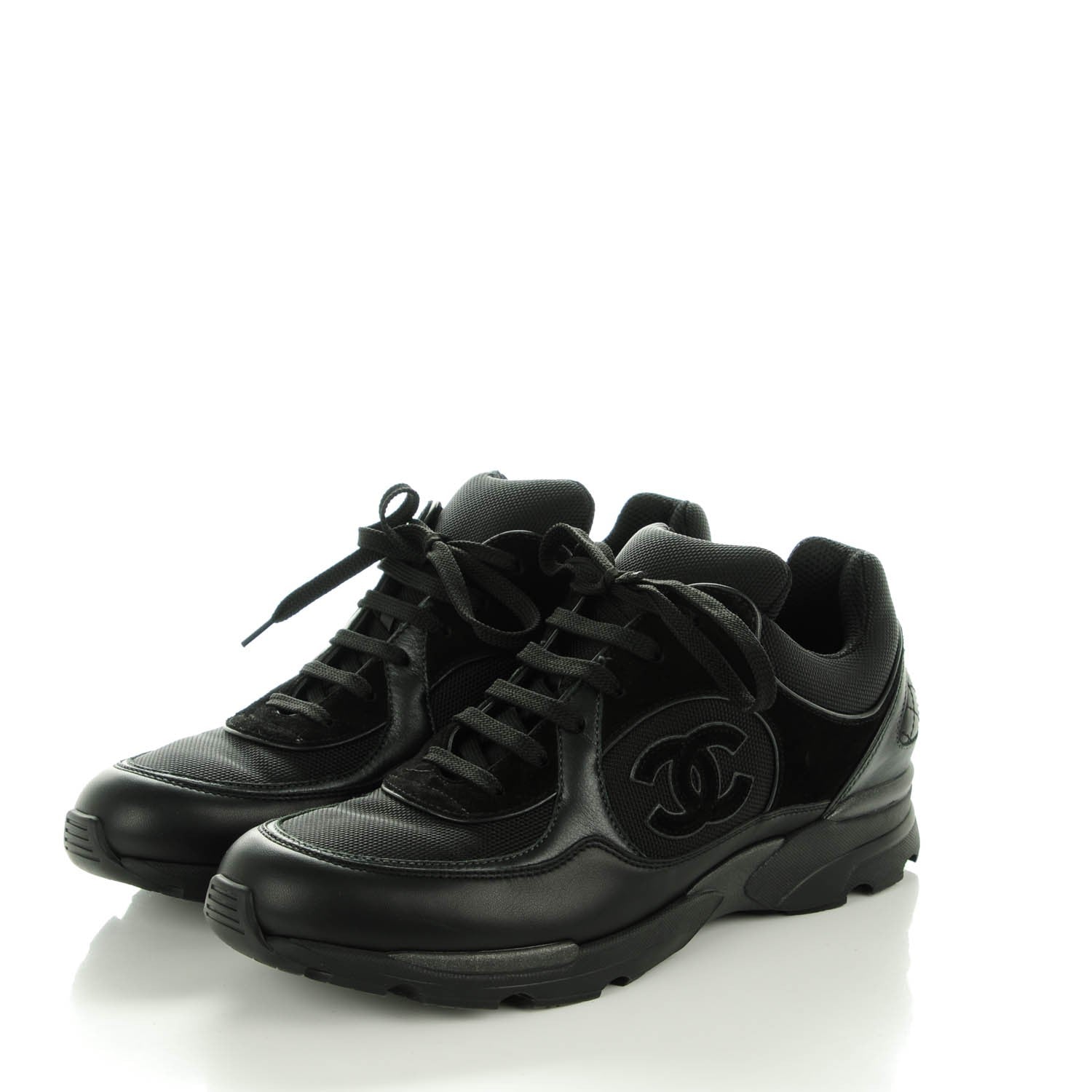 Chanel Suede Calfskin CC Sneakers 40 Black 3 of 7