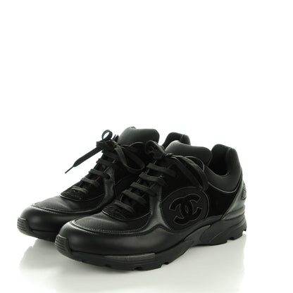 Chanel Suede Calfskin CC Sneakers 40 Black 3 of 7