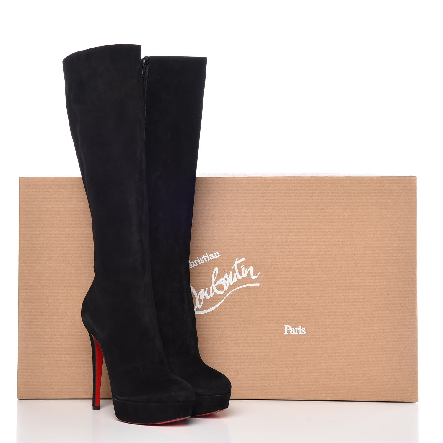 Christian Louboutin Veau Velours Bianca 140 Knee Boots 37 Black 13 of 13