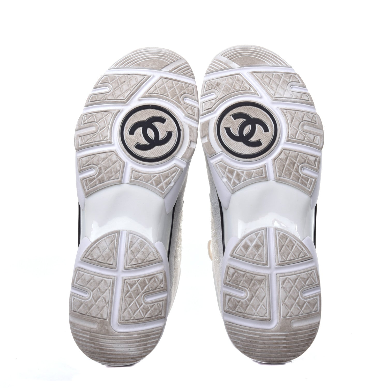 Chanel Tweed Suede Mens CC Sneakers 45 White 6 of 9