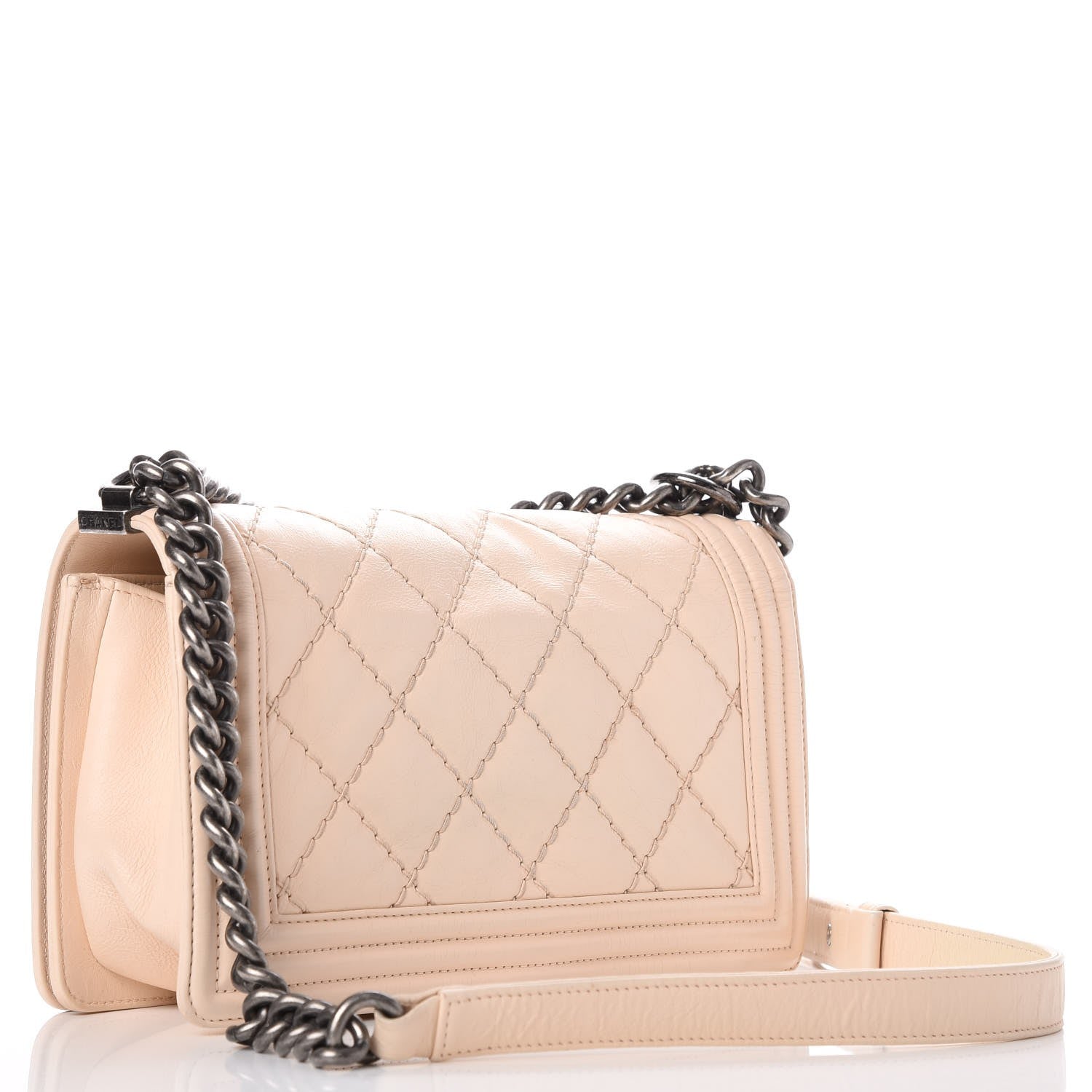 Chanel Calfskin Quilted Double Stitch Medium Boy Flap Beige 3 of 16