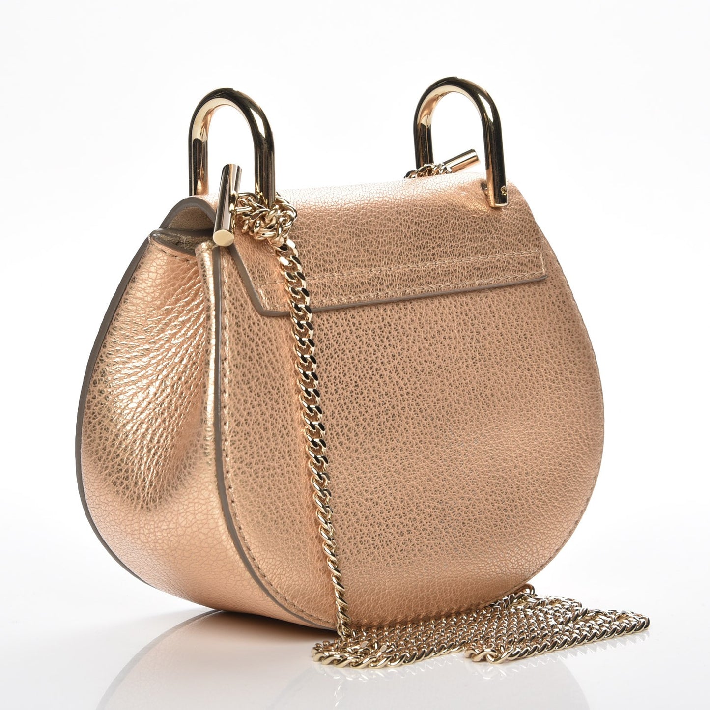 Metallic Grained Goatskin Nano Drew Shoulder Bag Abstract Gold