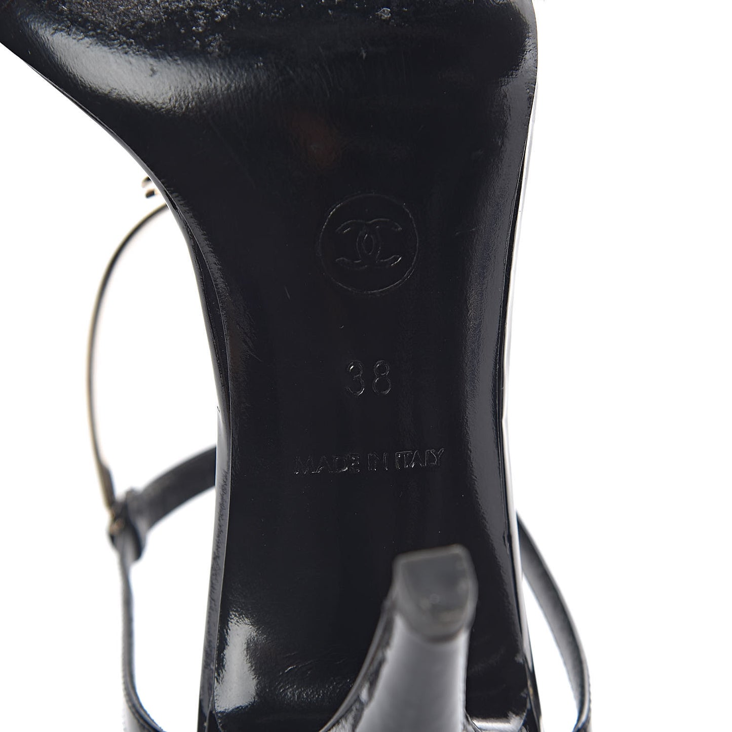 Patent CC Sandals 38 Black Gold