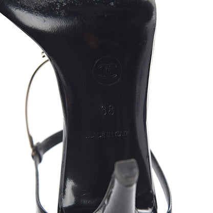 Chanel Patent CC Sandals 38 Black Gold 6 of 8