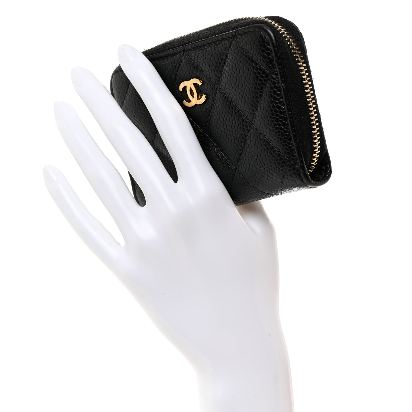 Caviar Quilted Zip Coin Purse Black