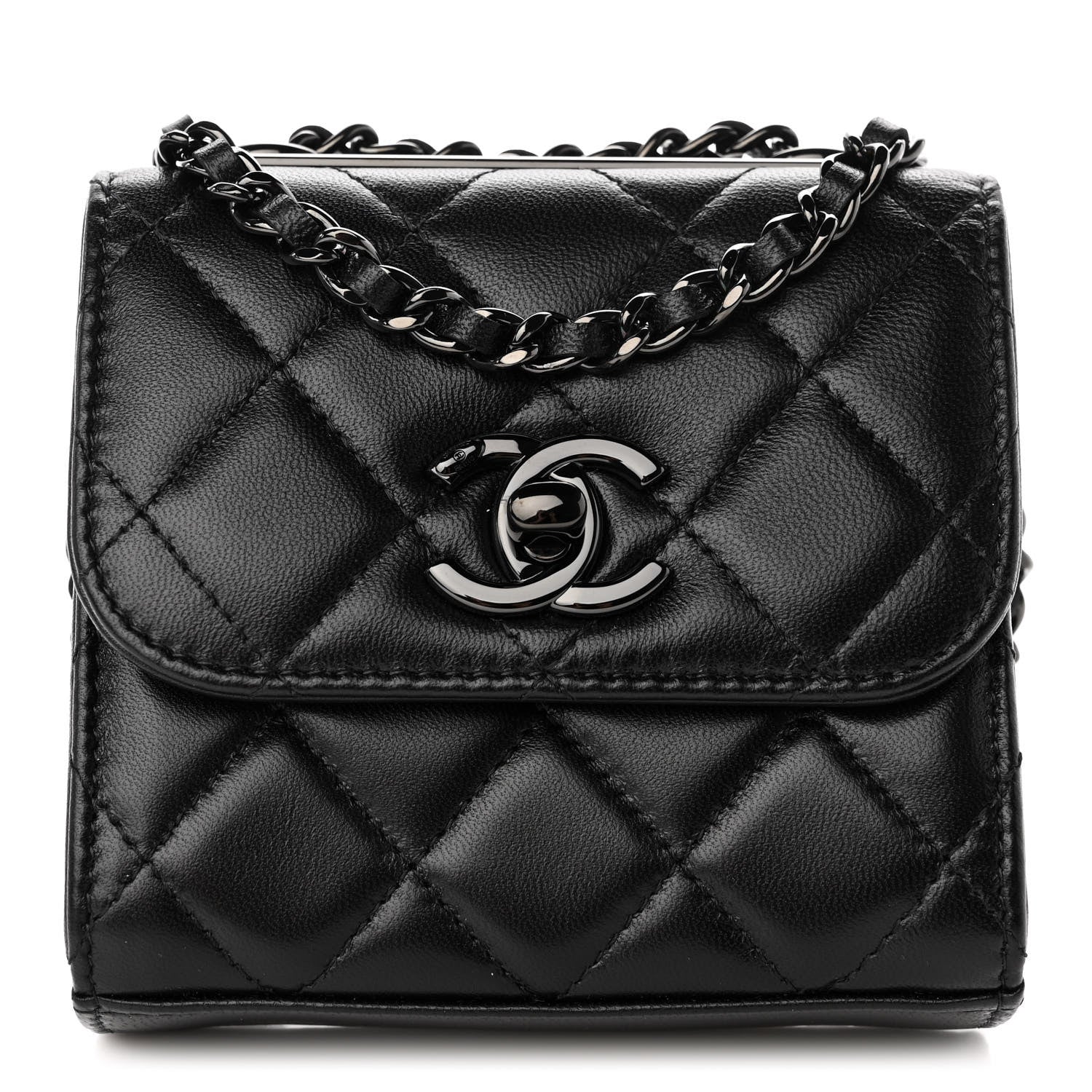 Chanel Lambskin Quilted Mini Trendy CC Chain Wallet So Black 1 of 10
