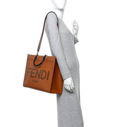 Fendi Vitello King Plexiglass Medium Fendi Sunshine Shopper Tote Cuoio 2 of 12