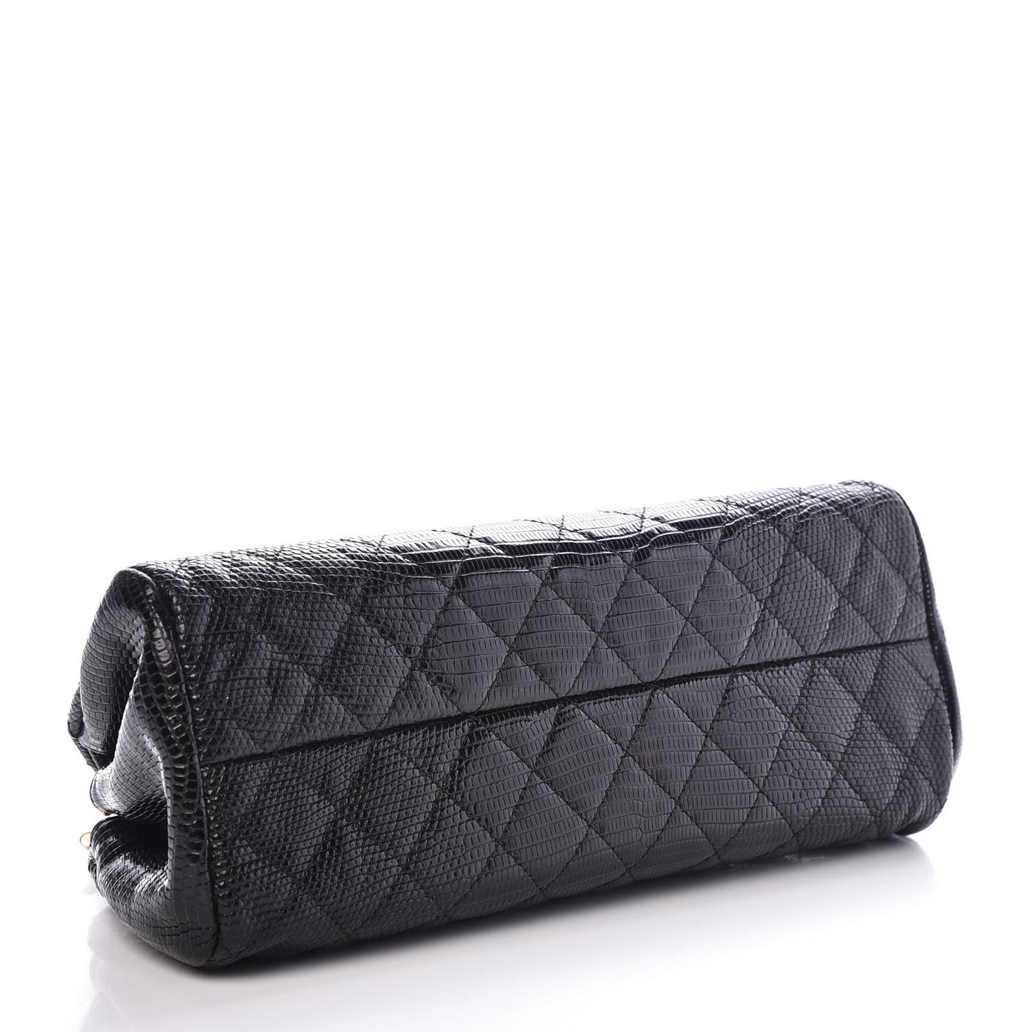 Lizard Quilted Small Just Mademoiselle Bowling Bag Black