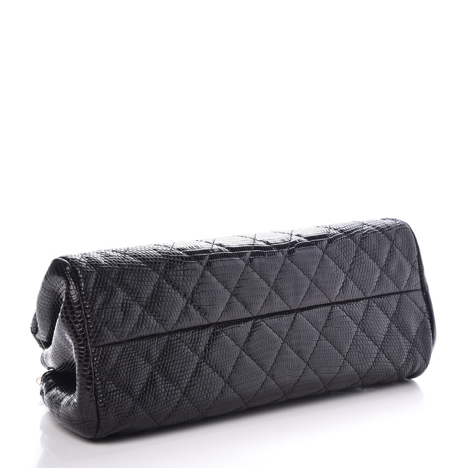 Chanel Lizard Quilted Small Just Mademoiselle Bowling Bag Black 4 of 7