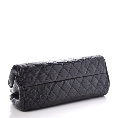 Chanel Lizard Quilted Small Just Mademoiselle Bowling Bag Black 4 of 7