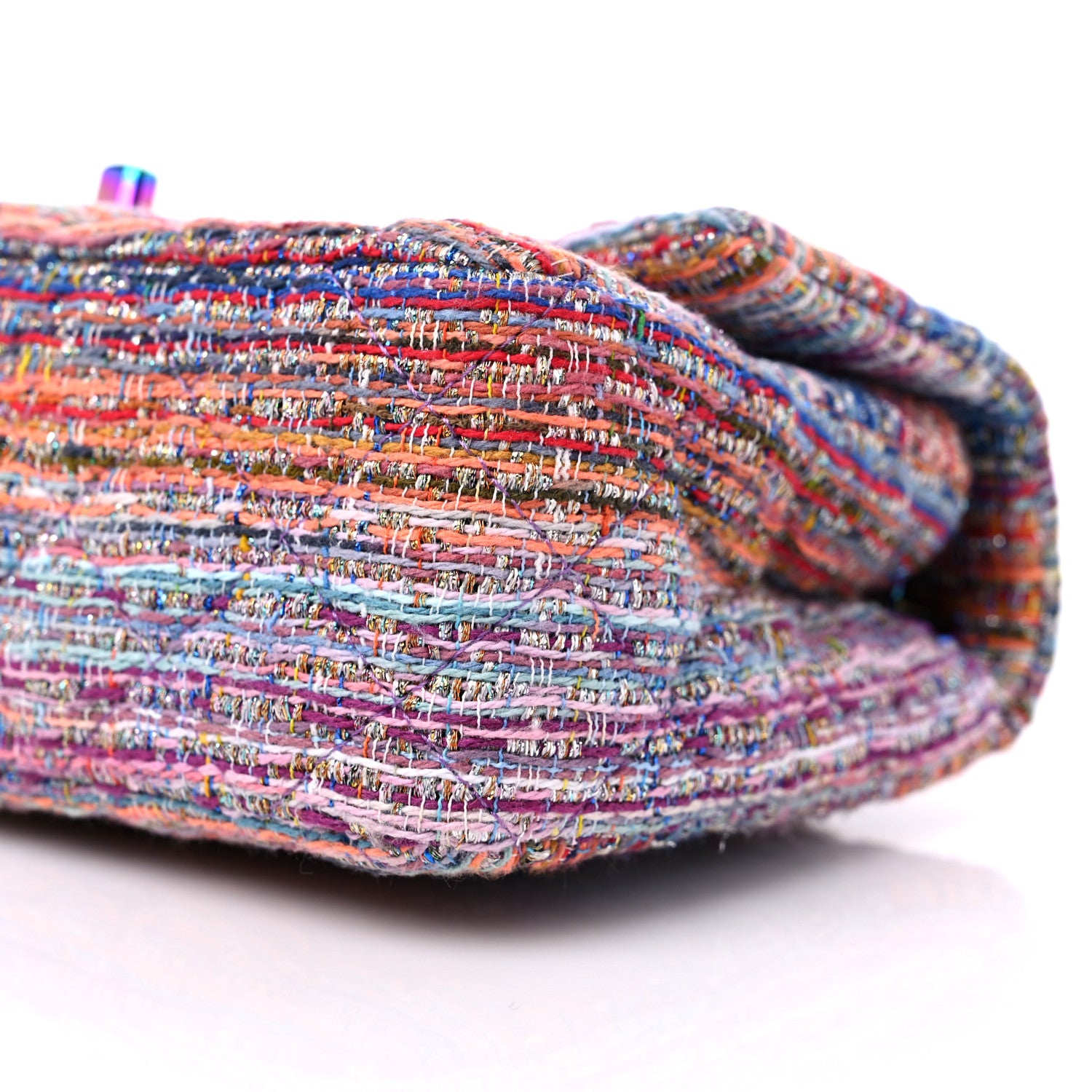 Chanel Tweed Quilted Mini Rectangular Flap Blue Pink Orange 9 of 9