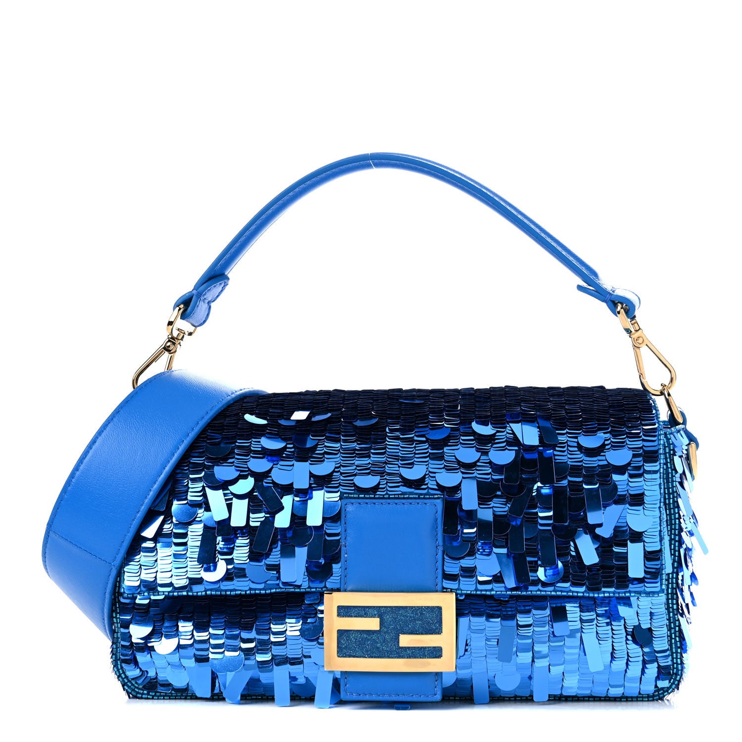 Fendi Sequin Paillettes Shiny Nappa Sex and the City Baguette Blue Blue Royal 1 of 7
