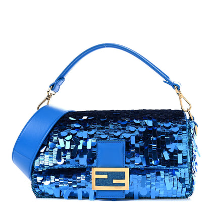 Fendi Sequin Paillettes Shiny Nappa Sex and the City Baguette Blue Blue Royal 1 of 7