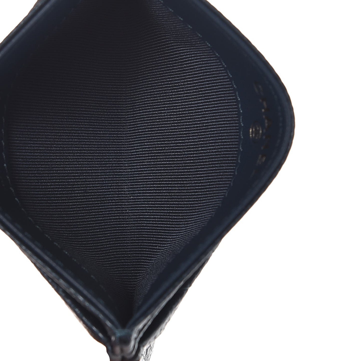 Iridescent Caviar Quilted Card Holder Dark Blue