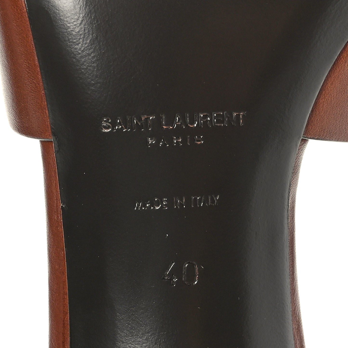 Calfskin Tribute 85 Slide Sandals 40 New Papaya