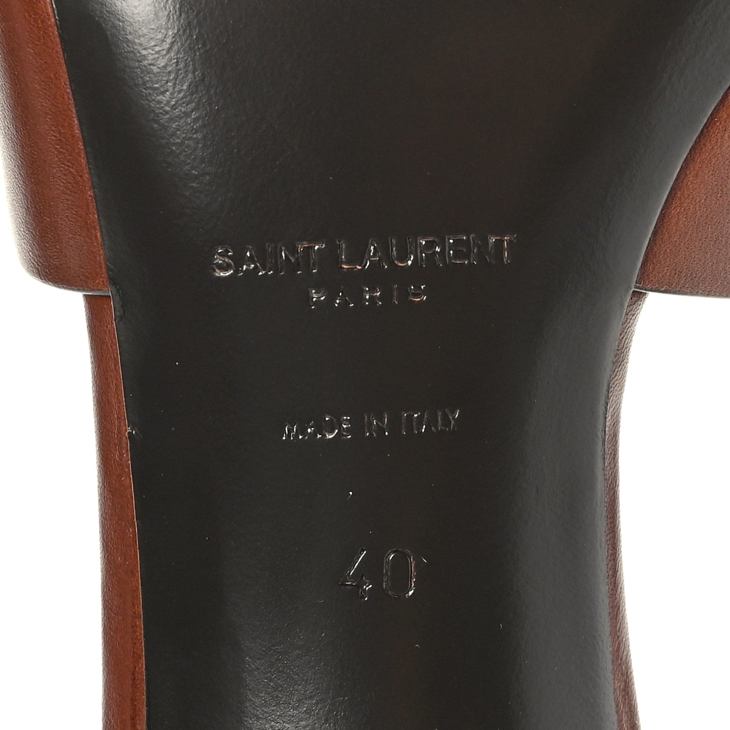 Saint Laurent Calfskin Tribute 85 Slide Sandals 40 New Papaya 8 of 9