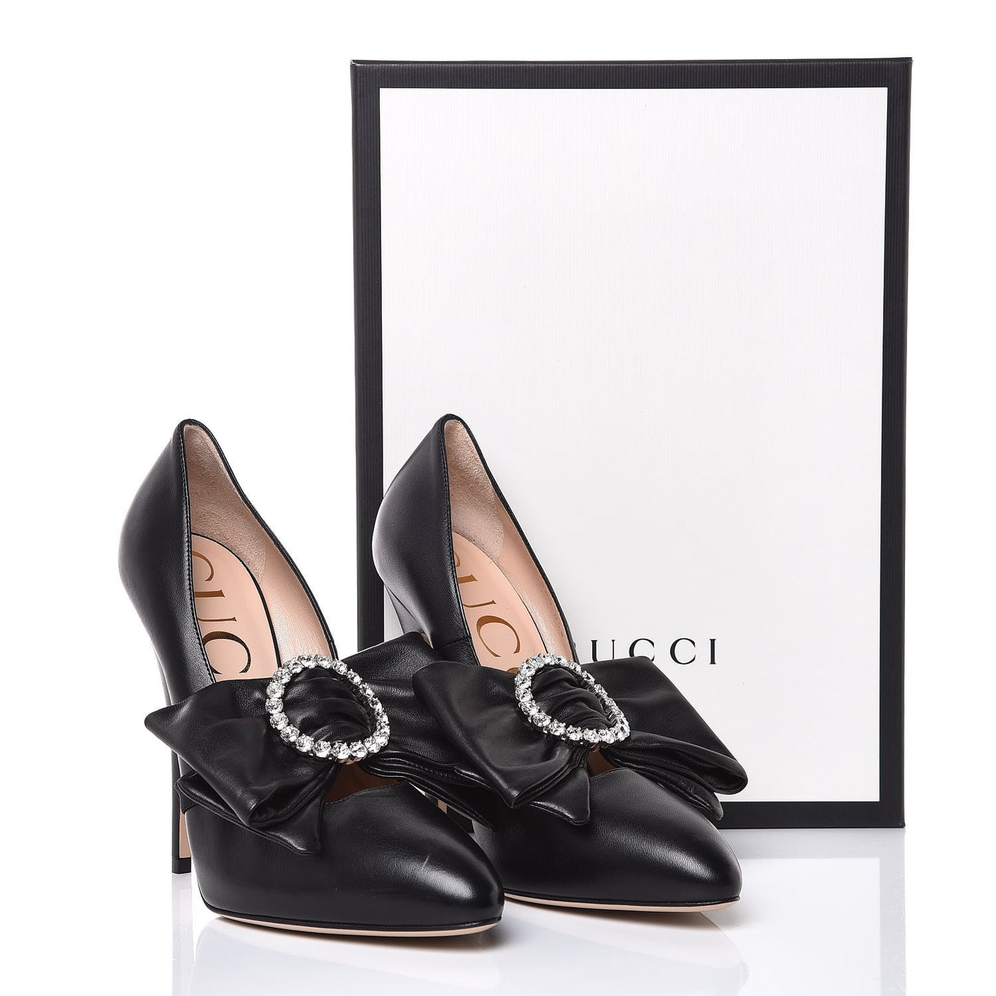 Nappa Removable Bow Elaisa Platform High Heel Pumps 36.5 Black