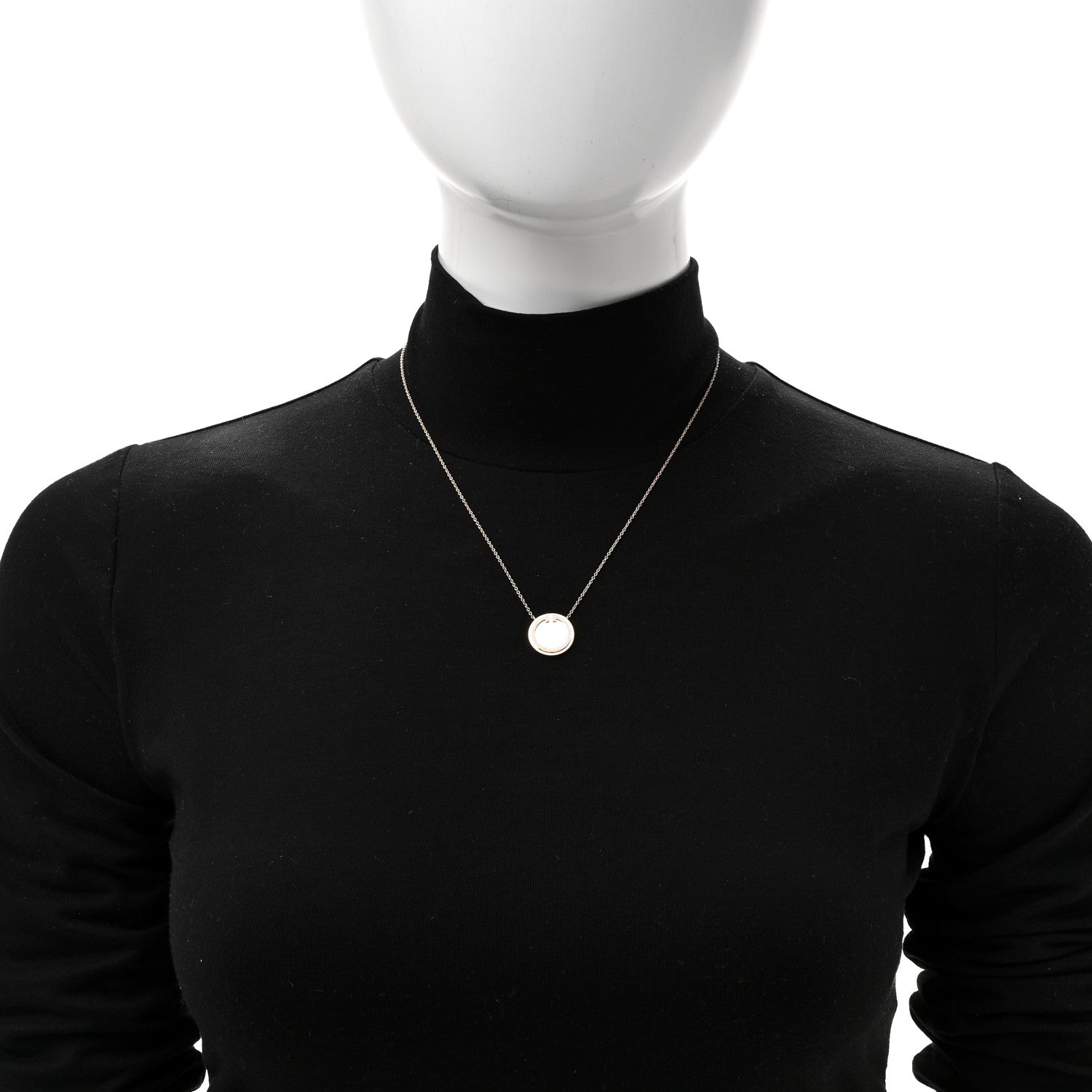 Tiffany 18K Rose Gold Diamond Mother of Pearl T Circle Pendant Necklace 2 of 5