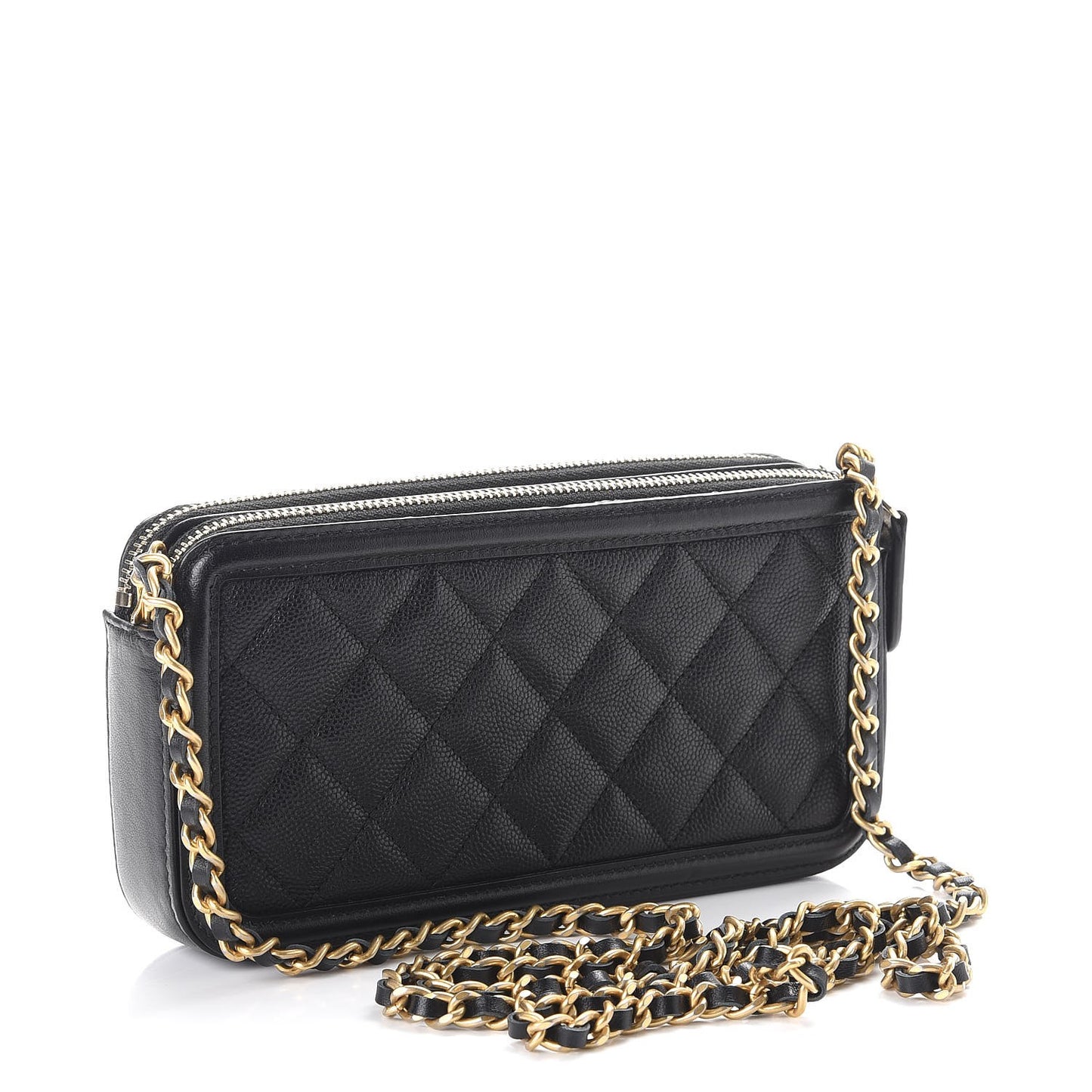 Caviar Quilted CC Filigree Clutch With Chain Black