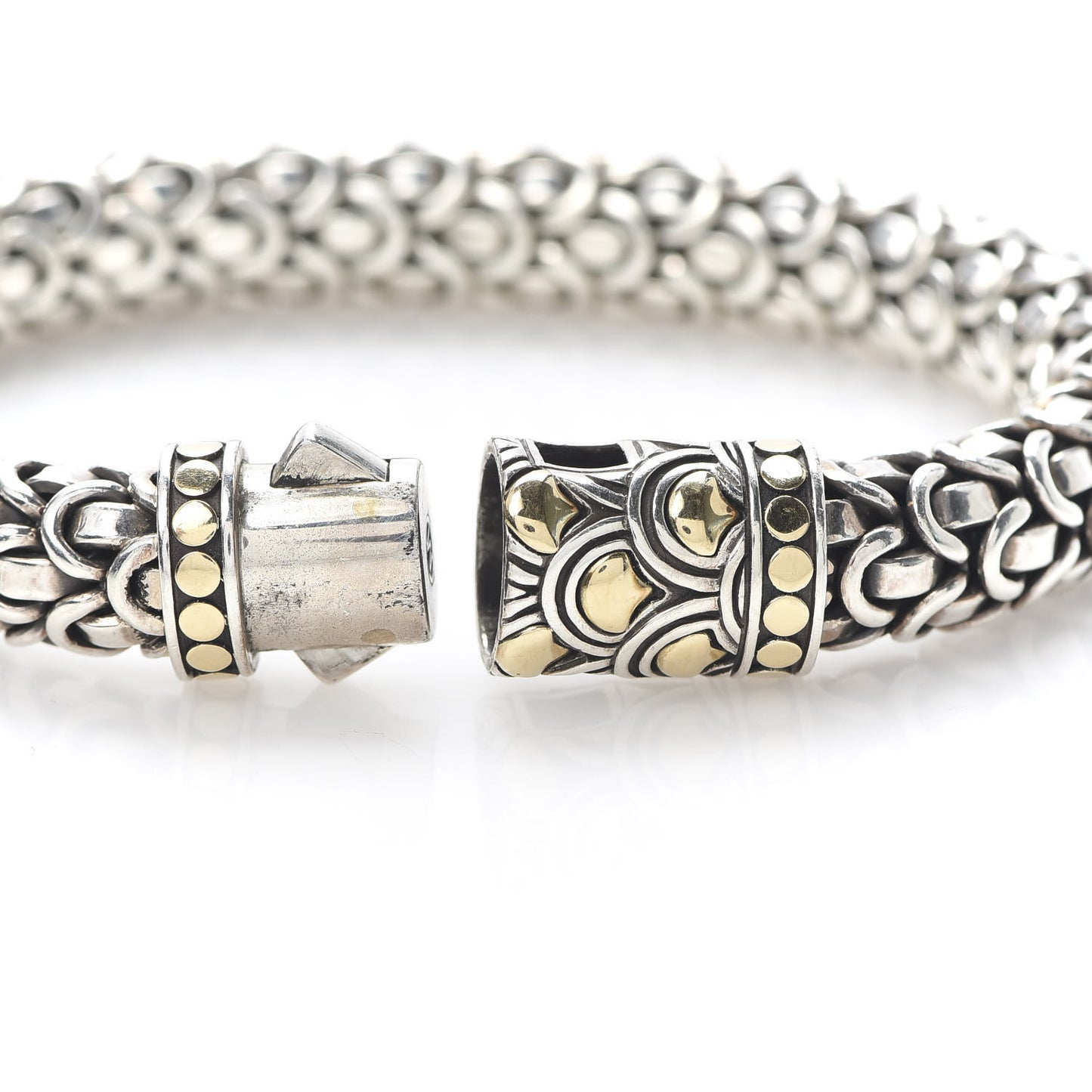 Sterling Silver 18K Yellow Gold 10mm Legends Naga Station Bracelet