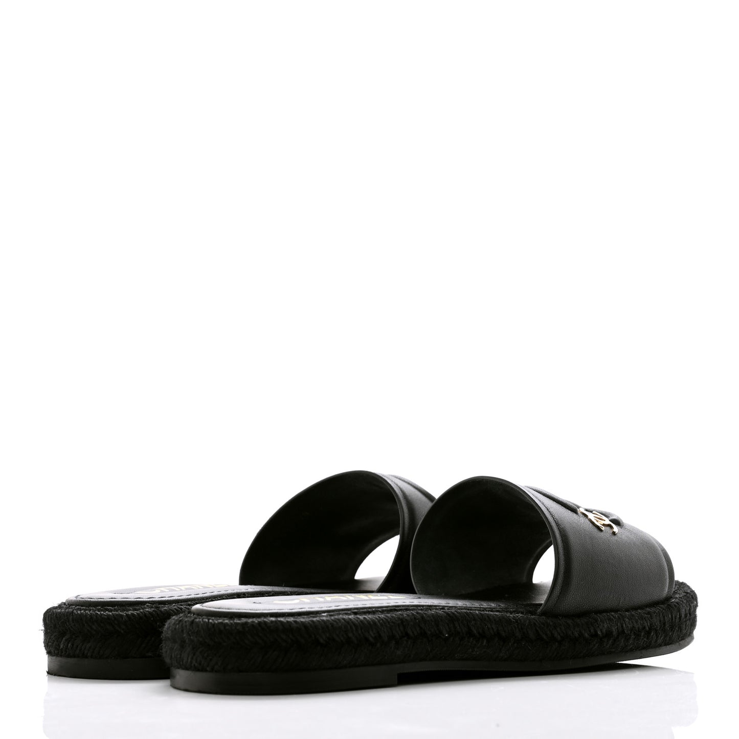 Lambskin Espadrille Mule Sandals 37 Black