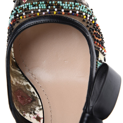 Christian Dior Embroidered Calfskin Beaded Sweet D Sling-Back Pumps 39 Black Turquoise 10 of 12