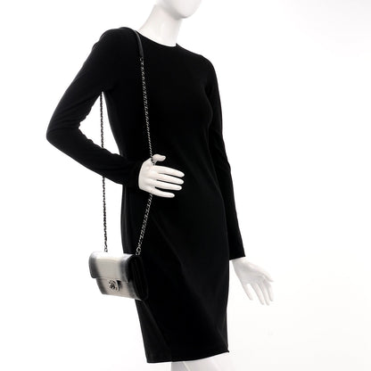 Chanel Iridescent Lizard Ombre Clutch with Removable Chain Silver 3 of 8