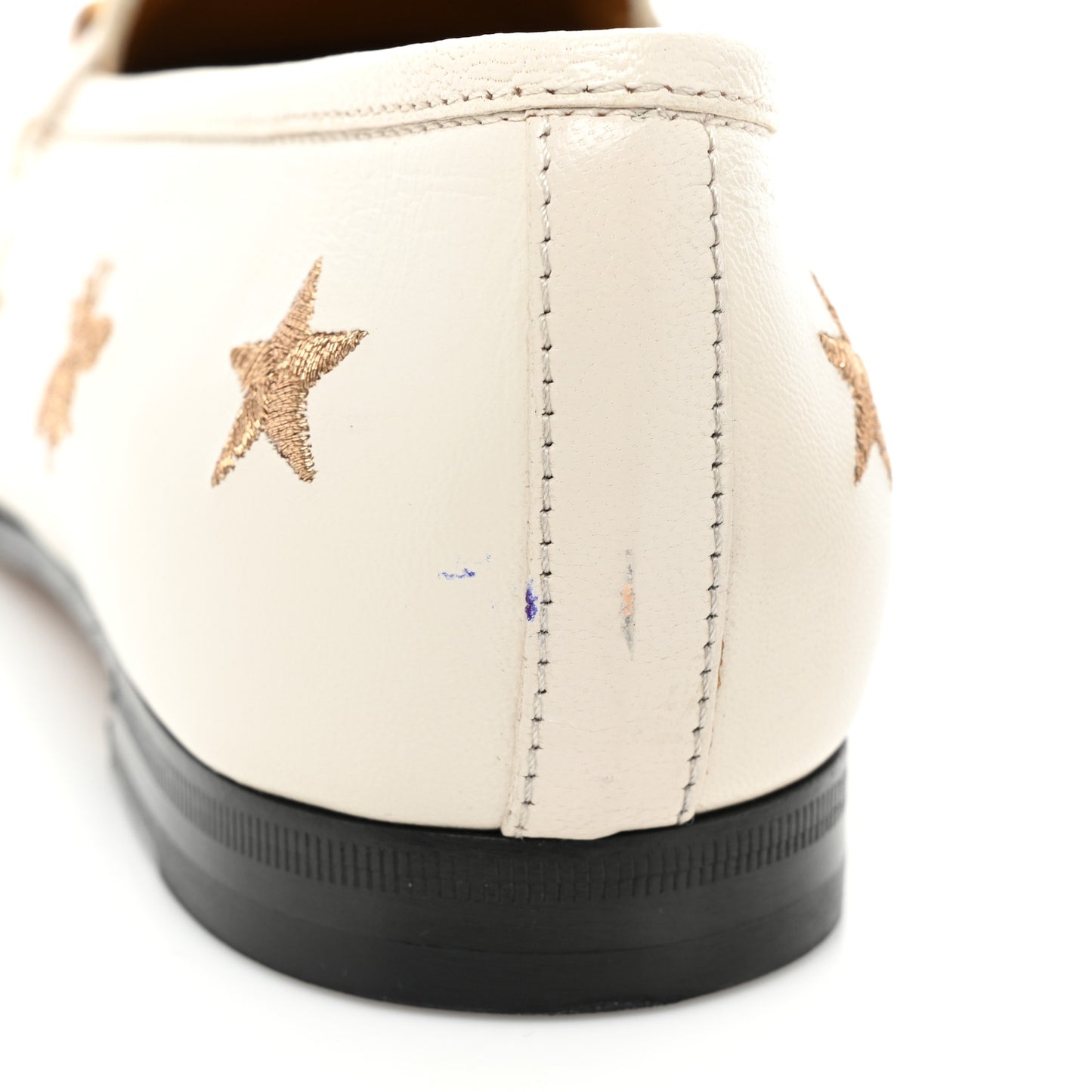 Goatskin Bee Star Embroidered Womens Jordaan Loafers 40 Mystic White