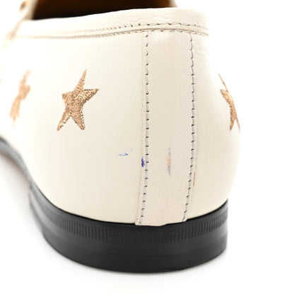 Gucci Goatskin Bee Star Embroidered Womens Jordaan Loafers 40 Mystic White 9 of 12