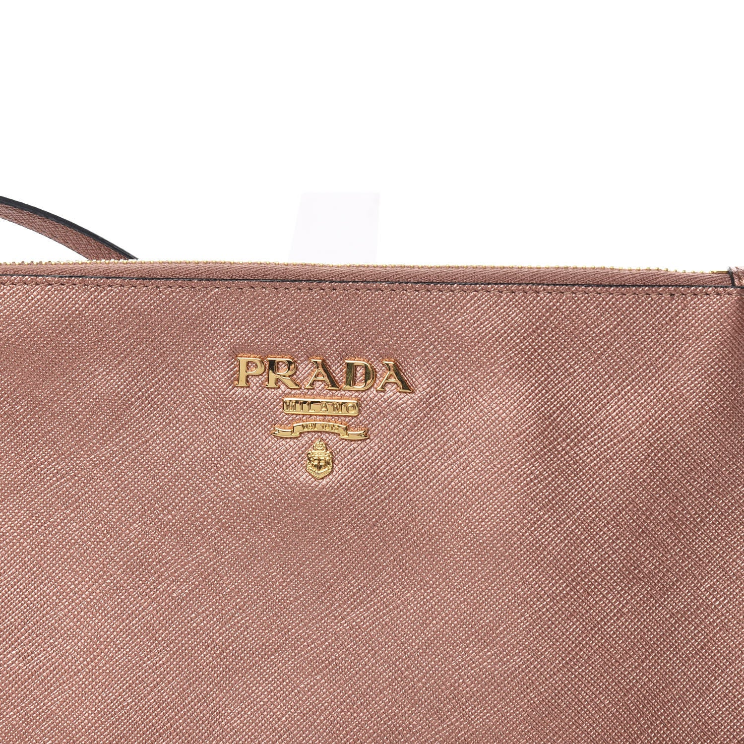 Prada Metallic Saffiano Small Flat Pouch Antico Mordore 8 of 9