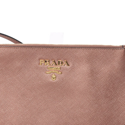 Prada Metallic Saffiano Small Flat Pouch Antico Mordore 8 of 9