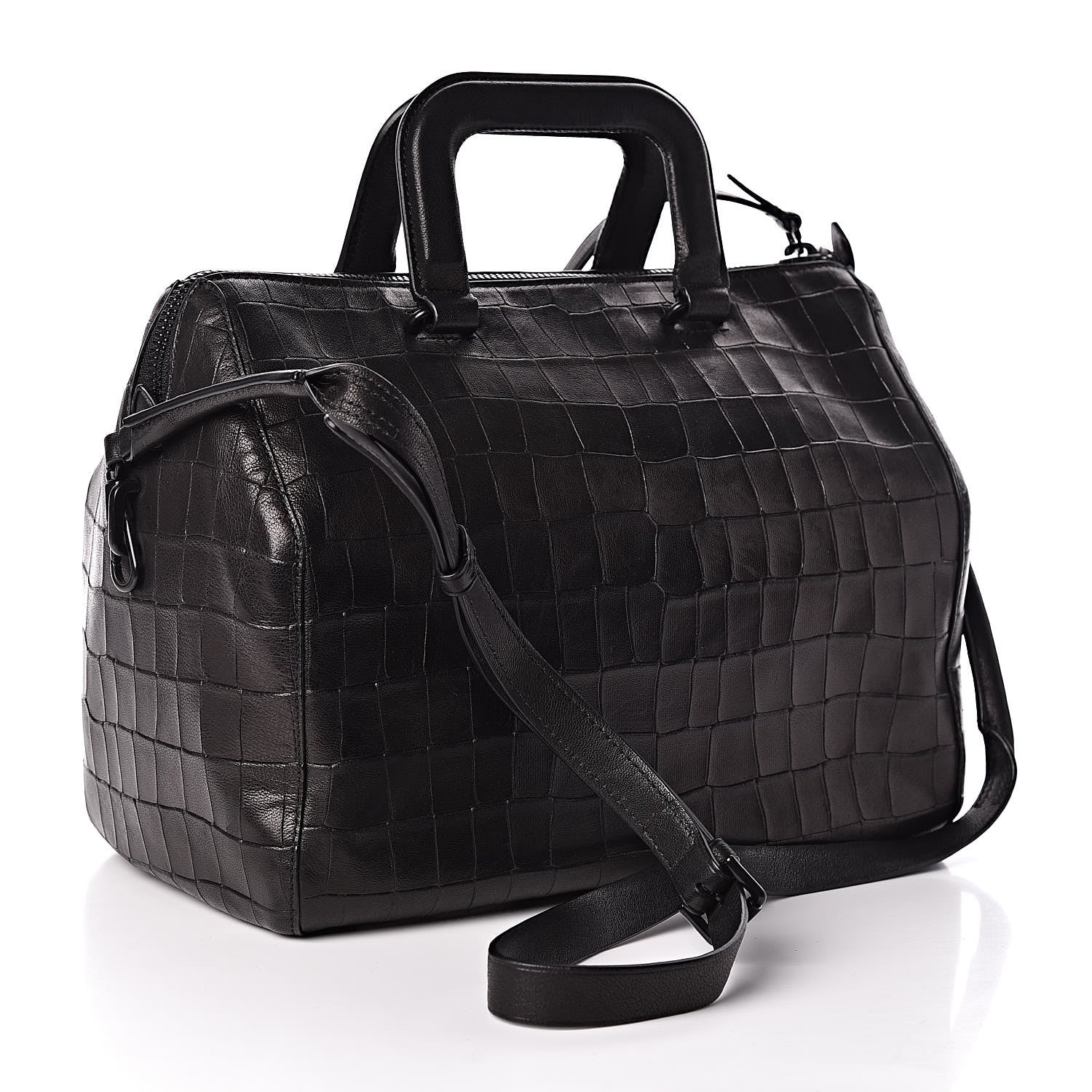 3.1 Phillip Lim 3.1 Calfskin Crocodile Embossed Medium Wednesday Boston Black 4 of 11