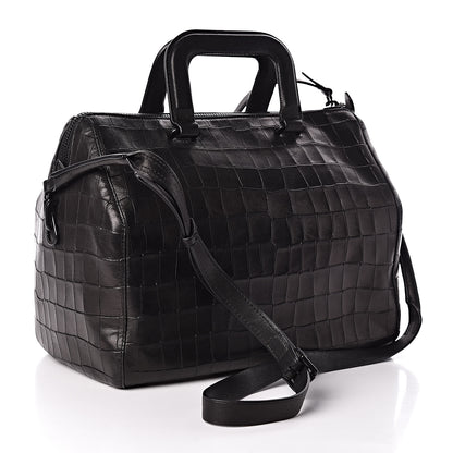 3.1 Phillip Lim 3.1 Calfskin Crocodile Embossed Medium Wednesday Boston Black 4 of 11