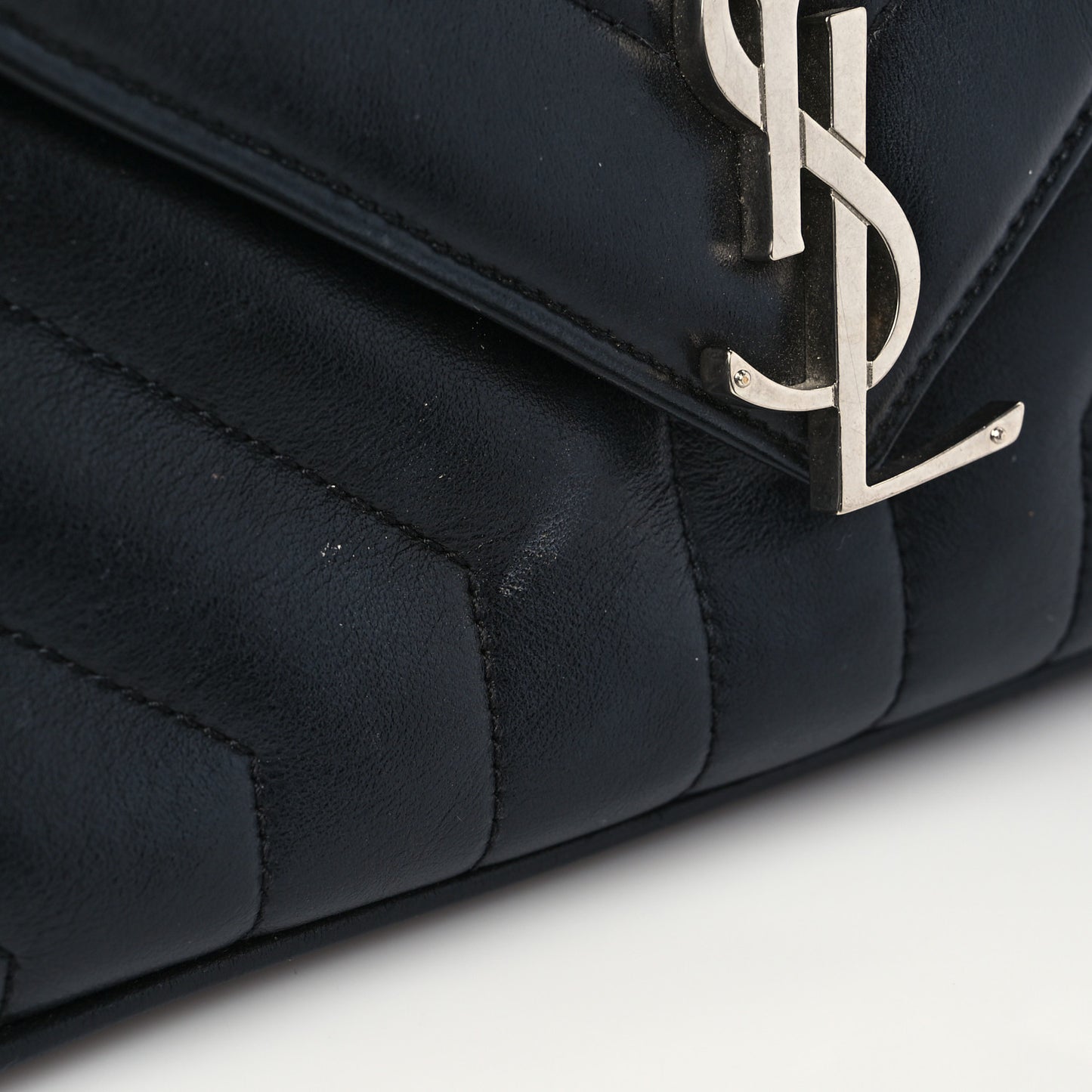 Calfskin Y Quilted Monogram Loulou Shoulder Bag Black