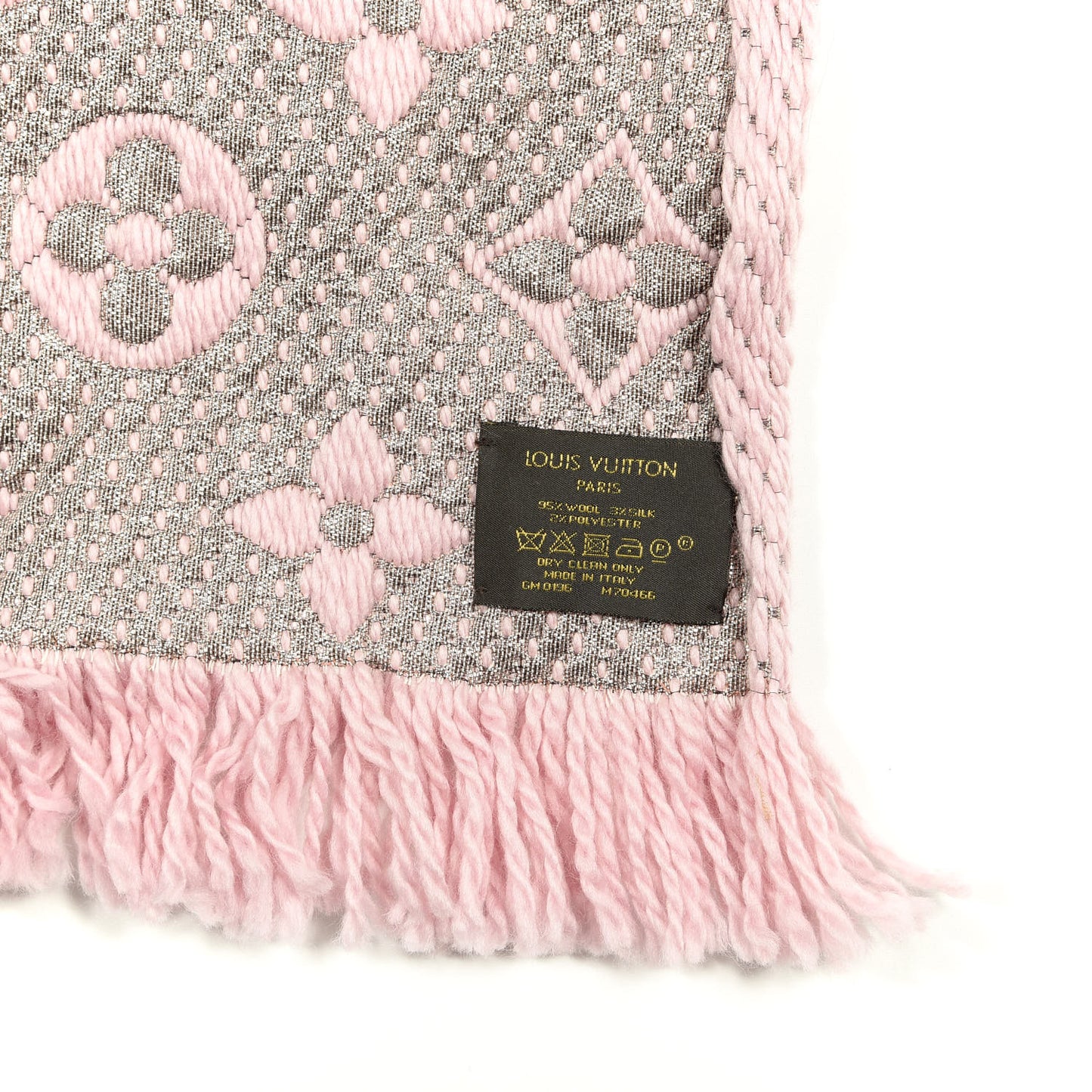 Wool Silk Logomania Shine Scarf Pink