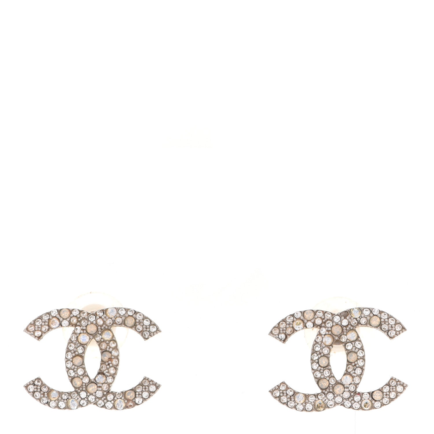 Chanel Crystal CC Earrings Silver 1 of 5