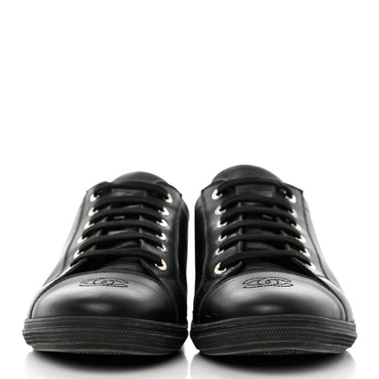 Chanel Calfskin Mens CC Cap Toe Sneakers 40 Black 2 of 12