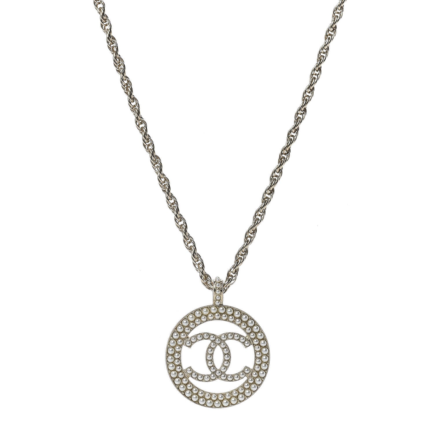 Chanel Pearl CC Medallion Necklace Gold 1 of 6