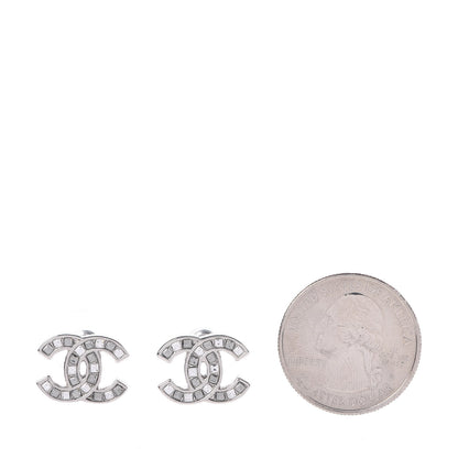Chanel Crystal Timeless CC Earrings Silver 2 of 5