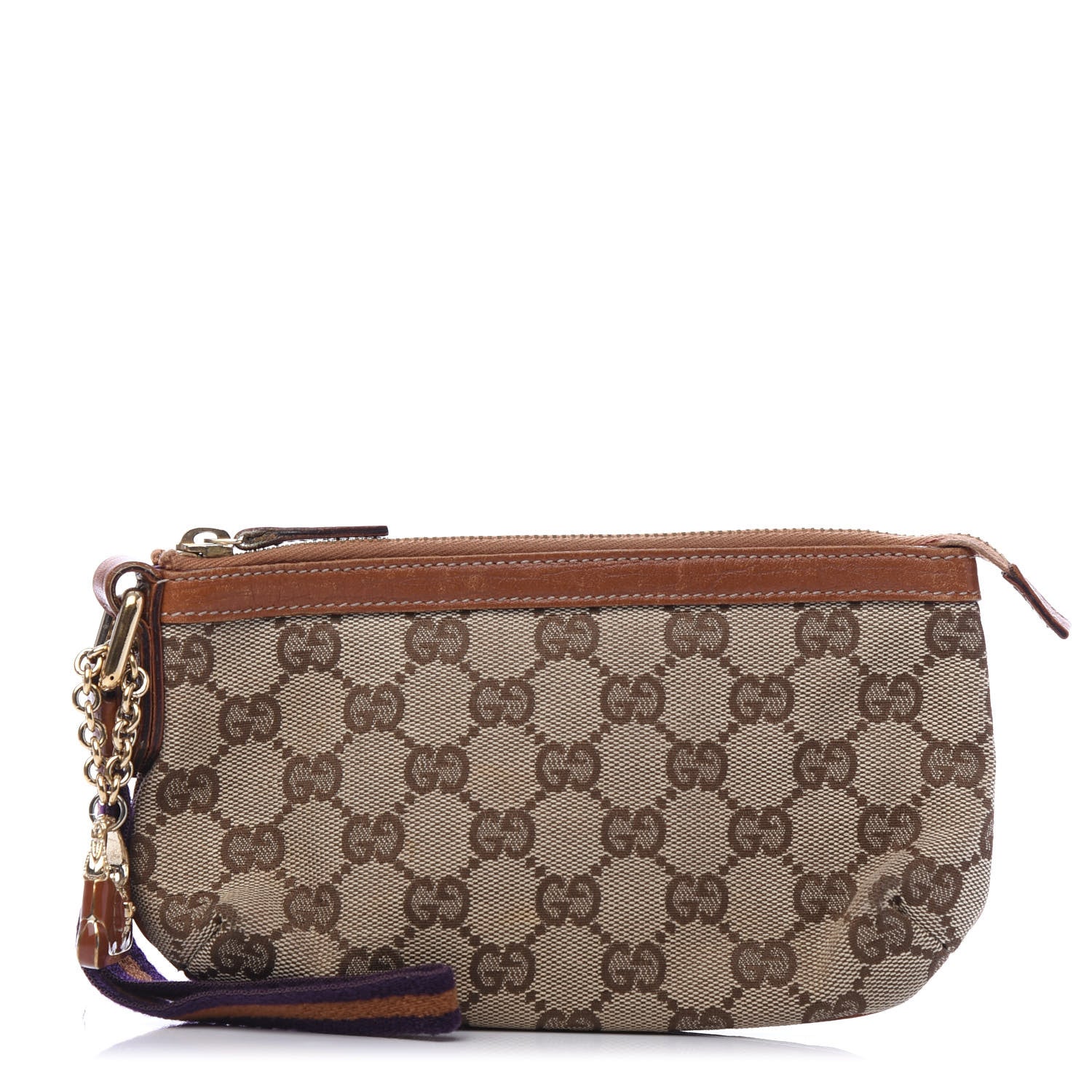 Gucci Monogram Jolicoeur Wristlet Light Brown 1 of 10