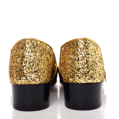 Gucci Glitter Web Peyton Loafers 36.5 Gold 7 of 11