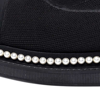Chanel Stretch Fabric Grosgrain Pearl Cap Toe CC Moccasin Loafers 39 Black 10 of 13